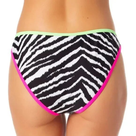 California Waves Asymmetric Bikini Swim Top Bikini Bottom 2pc Set Zebra XS - Picture 13 of 14